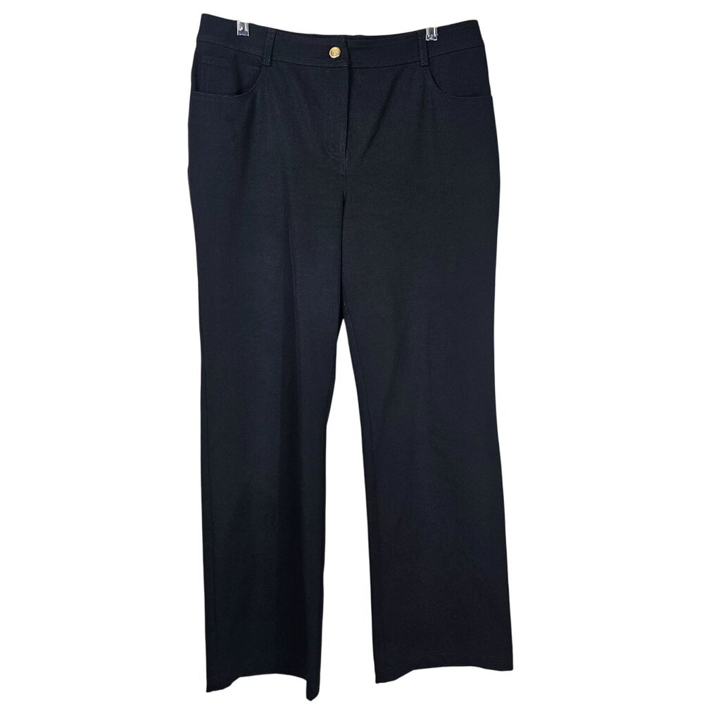 St.‎ John Caviar Black Stretch Denim Pants 10 Embroidered Pocket Office Capsule